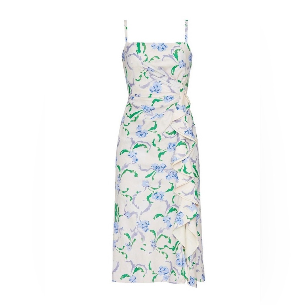 Retail $375 Prabal Gurung Collective Floral Side Ruffle Spring Dress Siz…